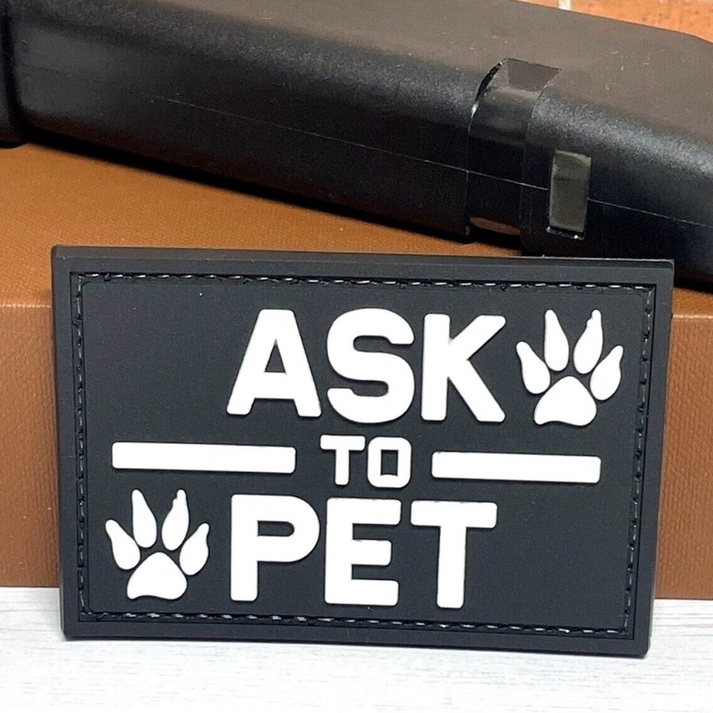 Service Dog PVC Patch, Service Dog Ask to Pet Patch, Hook Backed Dog Patch